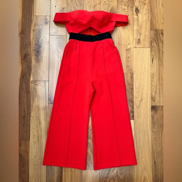Self-Portrait Off-Shoulder Jumpsuit Red US 6 - Picture 10 of 16